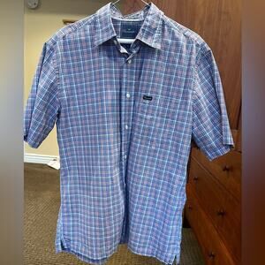 💙Faconnable Short Sleeve Button Down Shirt. Pocket. Facoclub. Size M. EUC!💙